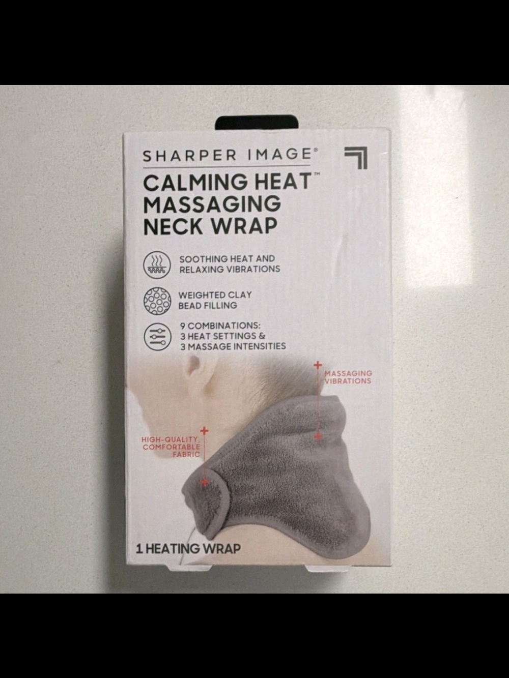 Sharper Image Heated Neck Wrap, Massaging Weighted, Calming Comfort, 9 Settings